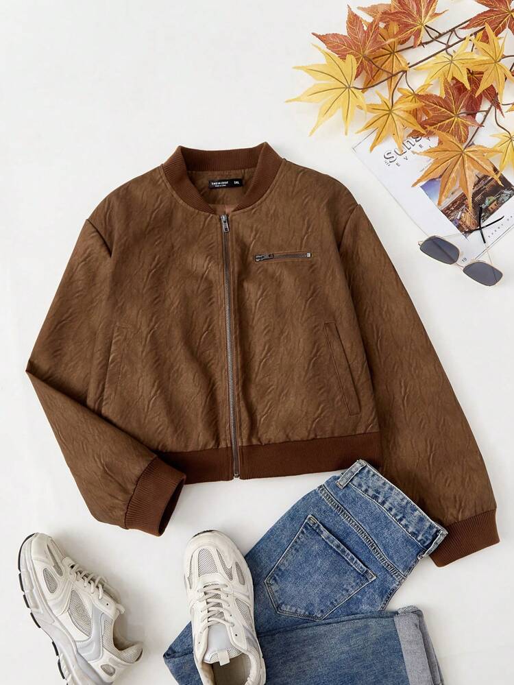 Plus Zip Up Bomber Jacket