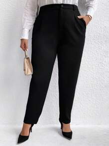 EMERY ROSE Plus Solid Slant Pocket Suit Pants Graduation,Back To School,Teacher Outfits For Women Winter Fall Autumn