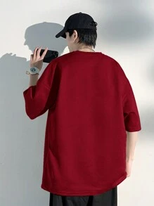 Manfinity Hypemode Men Plus Letter Patched Detail Drop Shoulder Tee