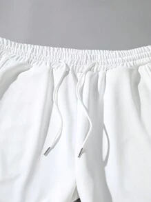 Manfinity EMRG 男士龍圖案腰部抽繩衛褲 - 白色 - 查看 6