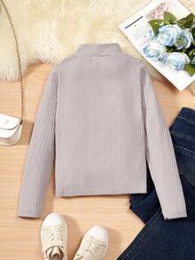 SHEIN 女大童荷葉邊小高領T恤 - 灰色 - 查看 2