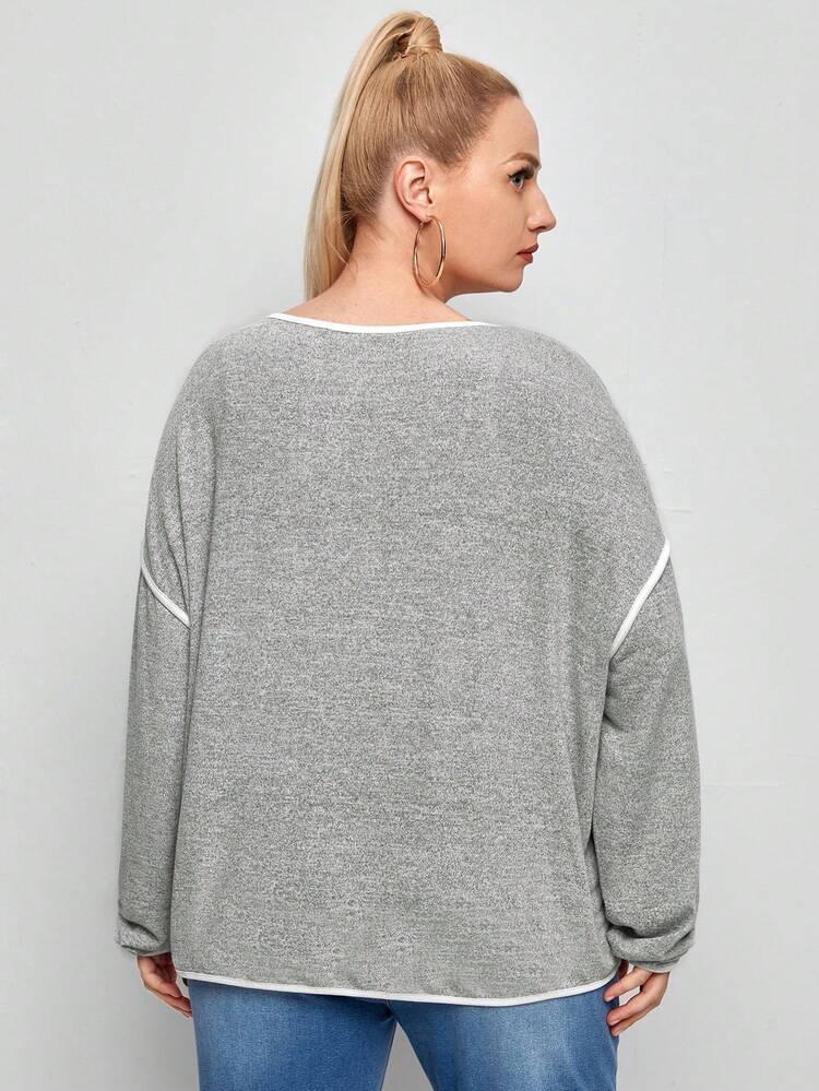 Plus Contrast Binding Drop Shoulder Tee