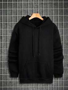 Manfinity Hypemode Loose-Fitting Men's Hoodie With Slogan & Angel Graphic, Kangaroo Pocket And Drawstring - Black - View 3