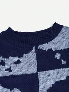 Flirla Hơn Mẫu Đám mây Thả vai Áo len - Màu xanh lam - Xem 5