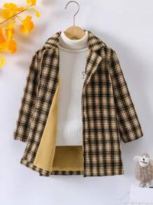 SHEIN Young Boy Plaid Print Thermal Lined Overcoat Without Sweater - Multicolor - View 1