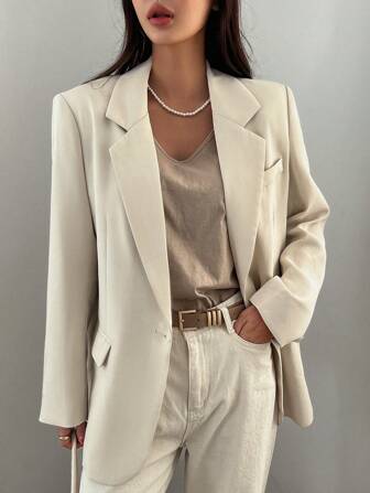 DAZY 1pc Men's Casual Business Loose Fit Solid Color Blazer,Fall Clothes