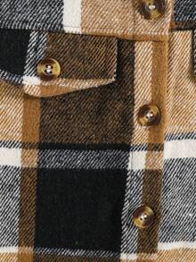 SHEIN 女小童格紋印花翻蓋細節外套馬甲無毛衣 - 彩色 - 查看 4