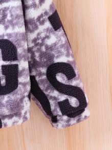 SHEIN Tween Girl Letter Graphic Zip Up Jacket - Multicolor - View 5