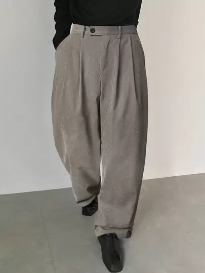 Claim Dot 秋季宽松男士斜口袋折叠褶皱长裤