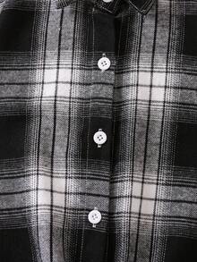 SHEIN 休閒前紐扣格子 標語女童（小）襯衫