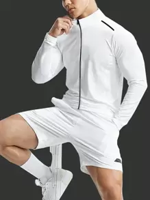 Manfinity Fitness جاكيت رياضية ذات طبعة حرفية للرجال على طراز صديق، جاكيت رياضية طويلة الأكمام بسيطة كاجوال، بنطلون للجري، ملابس كرة القدم، ملابس رياضية للرجال، بذلة تدريب رياضية، ملابس علوية تدريب، قابلة للتنفس في فصل الخريف