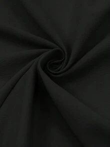 素色蝙蝠袖長款襯衫 - 黑色 - 查看 7