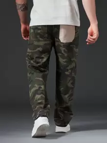 Manfinity Roughcore Men Plus Camo Print Straight Leg Jeans