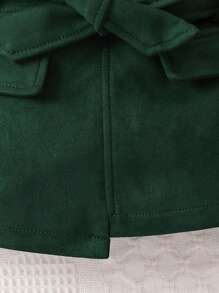 SHEIN Baby Girl Mock Neck Tee & Asymmetrical Hem Skirt & Hat - Army Green - View 5