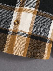 SHEIN 女小童格紋印花翻蓋細節外套馬甲無毛衣 - 彩色 - 查看 5