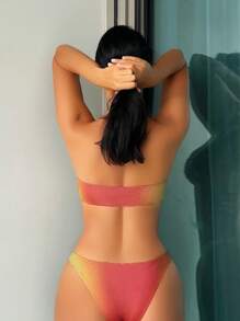 Ombre Bandeau Bikini Set - Multicolor - View 2