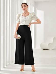 Modelyn Women's Solid Color Wide Leg Pants Casual Daily Wear