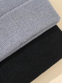 2 Solid Color Simple Knitted Hats Casual - Multicolor - View 3