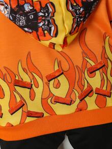 男嬰兔子&火圖案連帽衫和運動褲 - 彩色 - 查看 5