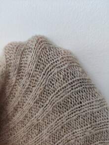 SHEIN SXY 方領燈籠袖短款毛衣 - 卡其色 - 查看 6