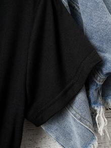 SHEIN Unity Plus Leopard & Letter Graphic Tee - Black - View 4