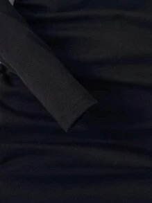 Teen Girl Letter Graphic Drawstring Side Ruched Dress - Black - View 5