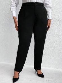 EMERY ROSE Plus Solid Slant Pocket Suit Pants Graduation,Back To School,Teacher Outfits For Women Winter Fall Autumn