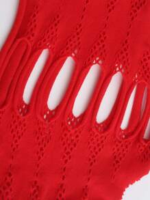 Classic Sexy Cut-out Fishnet Mesh Lingerie Set - Red - View 6