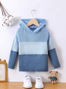 男小童撞色連帽套頭毛衣 - 彩色 - 查看 1