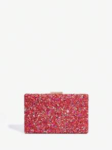 SHEIN SXY 簡約閃亮粉紅色手拿包 - 玫紅色 - 查看 3