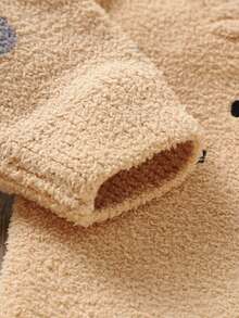 SHEIN Đứa bé gái Thêu Hoạt hình Tay Raglan Thiết kế tai 3D Đan Áo liền quần - Màu Khaki - Xem 3