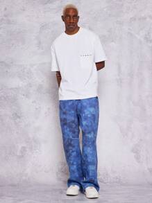SUMWON Loose Fit Baggy Jeans With All Over Print - Blue - View 5