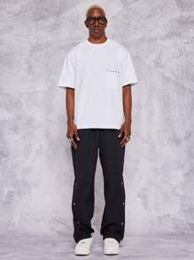 SUMWON Straight Leg Nylon Jogger Trouser With Side Seam Snaps - Black - View 3