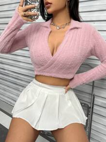 Flirla 字母貼布抽繩後短款開衫 - 粉色 - 查看 2