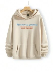 Manfinity Loose-Fit Men's Hoodie With Slogan & Figure Graphic Design And Drop Shoulder Style - Apricot - View 2