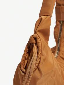 SHEIN SXY Ladies' Shoulder Bag Fold Drawstring Zipper Orange Polyester - Orange - View 5