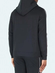 Manfinity Sport Corelite 男士對比口袋束口連帽運動外套，健身上衣