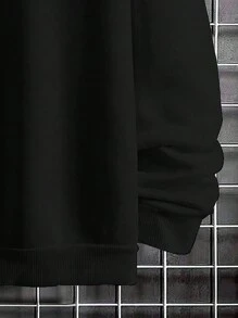 Men Butterfly & Fire Print Thermal Lined Sweatshirt - Black - View 3