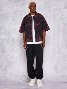 SUMWON Boxy Fit Zip Nylon Shirt With All Over Print - Multicolor - View 5