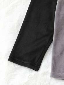 Tween Boy Embroidery Panda Pattern Raglan Sleeve PJ Set - Dark Grey - View 6