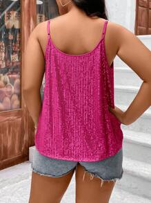 Calvaya Plus Sequin Cami Top - Hot Pink - View 2