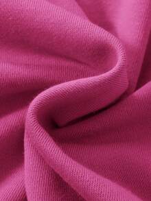 SHEIN 少女表情和标语图案落肩卫衣 - 玫紅色 - 查看 5