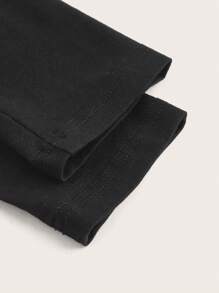 SHEIN ICON Body Print Asymmetrical Hem Crop Tee - Black - View 8