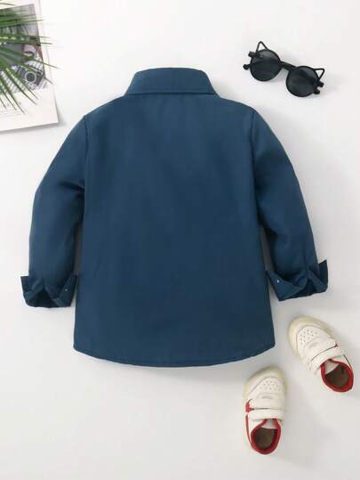 Young Boy Solid Button Front Shirt