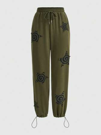 Fairycore Star Pattern Drawstring Waist Sweatpants
