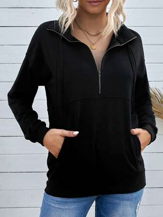 CILKOO 半拉鏈落肩袖運動衫