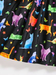 SHEIN 女嬰恐龍印花喇叭下擺洋裝 - 彩色 - 查看 6