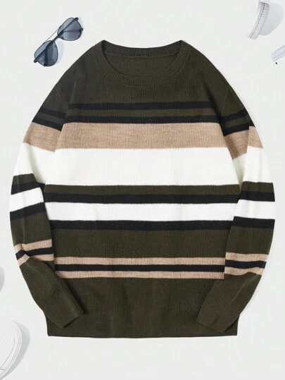 RueChic Men Striped Pattern Sweater