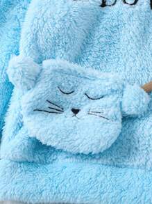 SHEIN Young Girl Letter Embroidery Teddy Hoodie & Pants & Bag