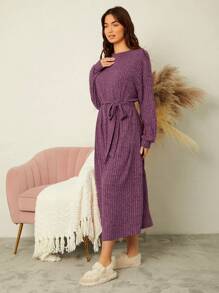 Mulvari Drop Shoulder Belted Dress - Purple - View 3